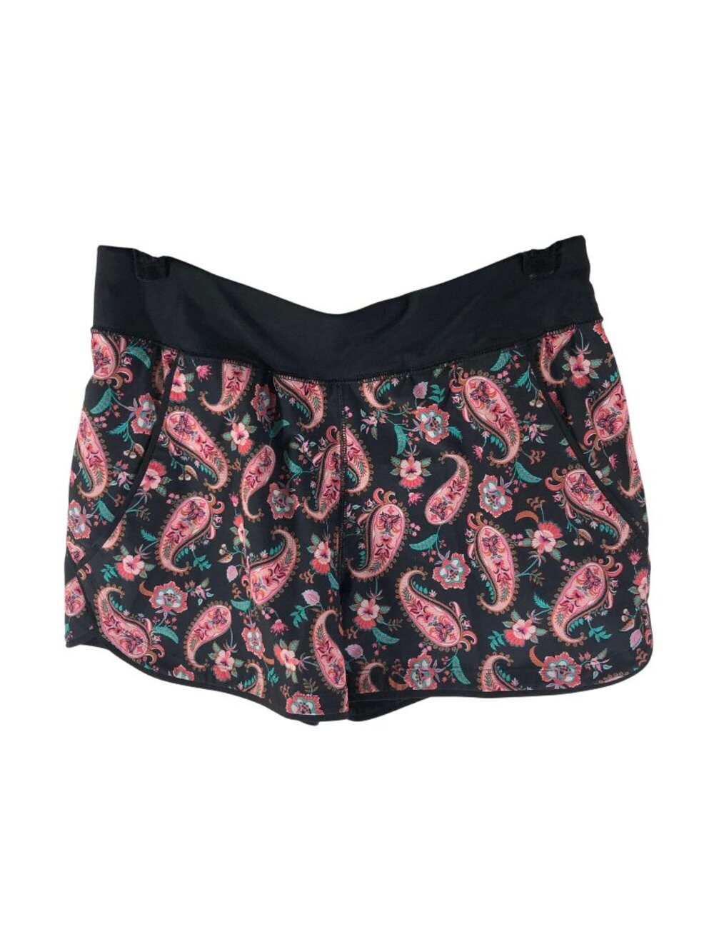 Lands End Womens 6 Pink Paisley Board Shorts Quick Dry Built In Panty Swimwear